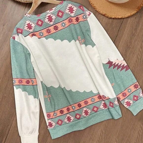 Multicolor Casual Women's Printed Sweatshirt - Picture 4 of 4